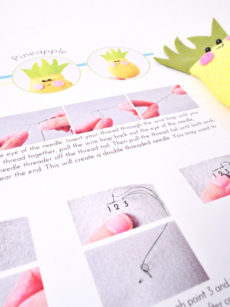 step by step photo instructions for pineapple sewing kit
