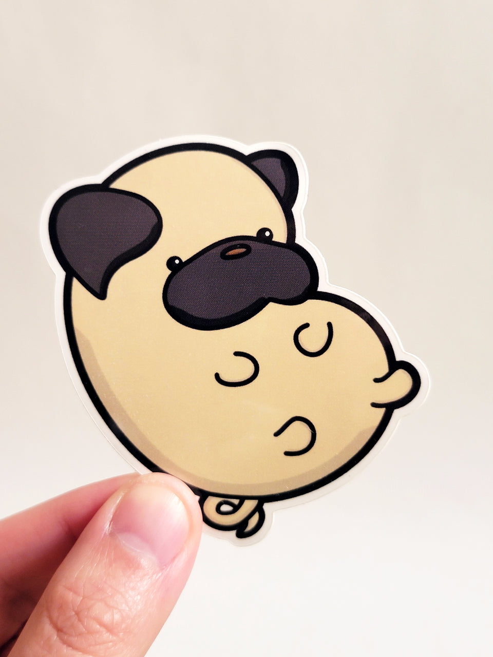 cream and black pug sticker
