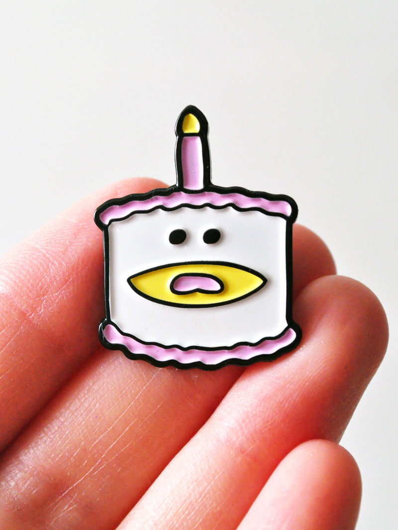birthday cake enamel pin