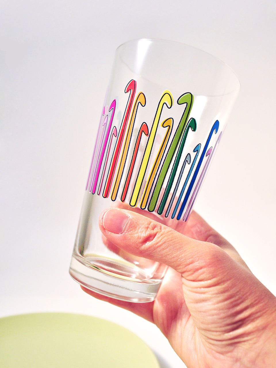 colorful crochet pint glass
