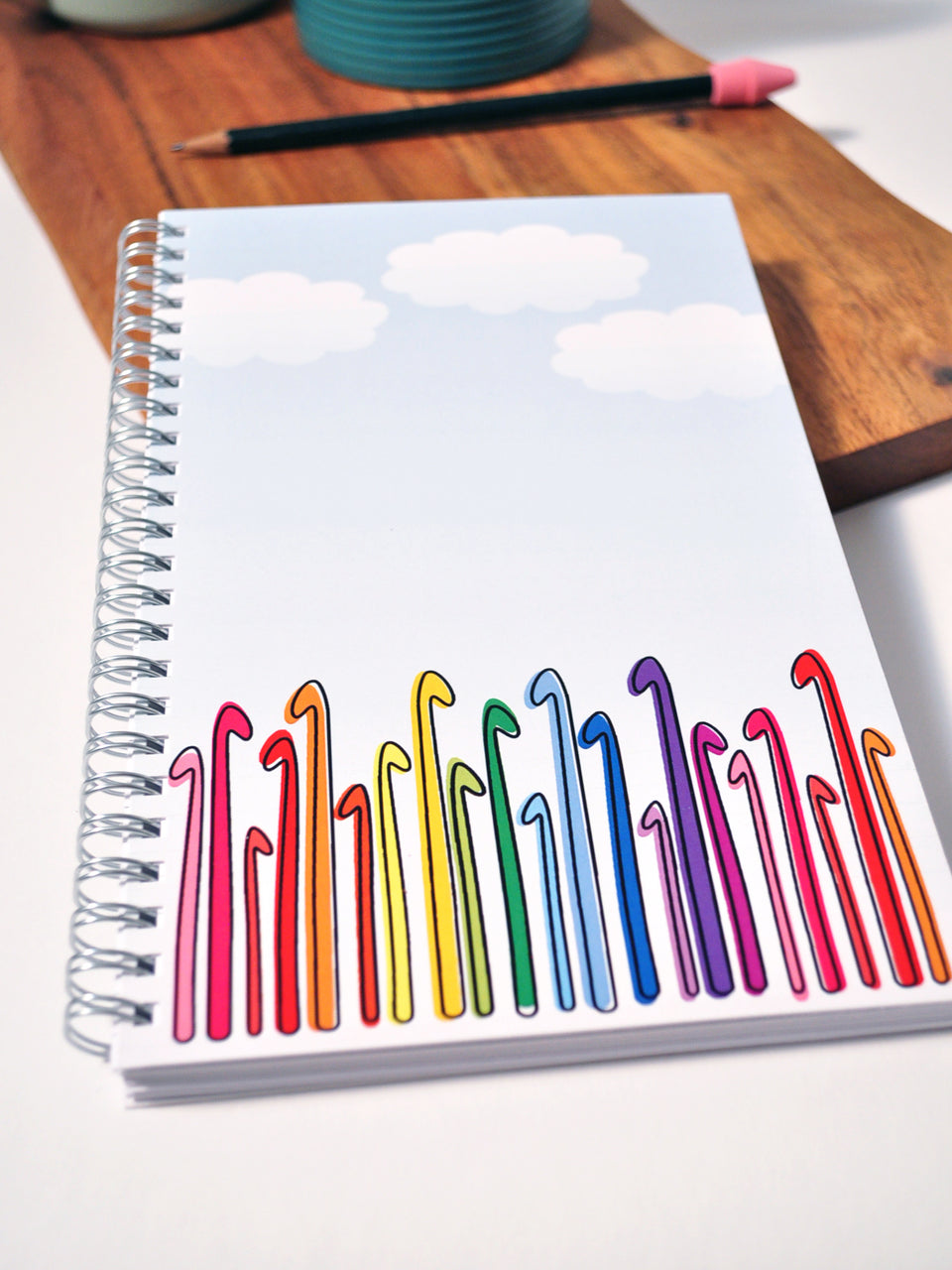 colorful crochet pattern notebook