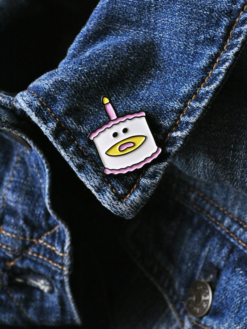happy birthday cake lapel pin