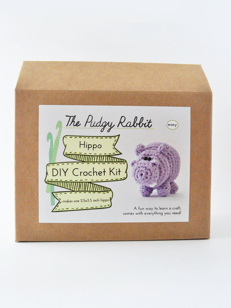 Purple hippo amigurumi crochet kit