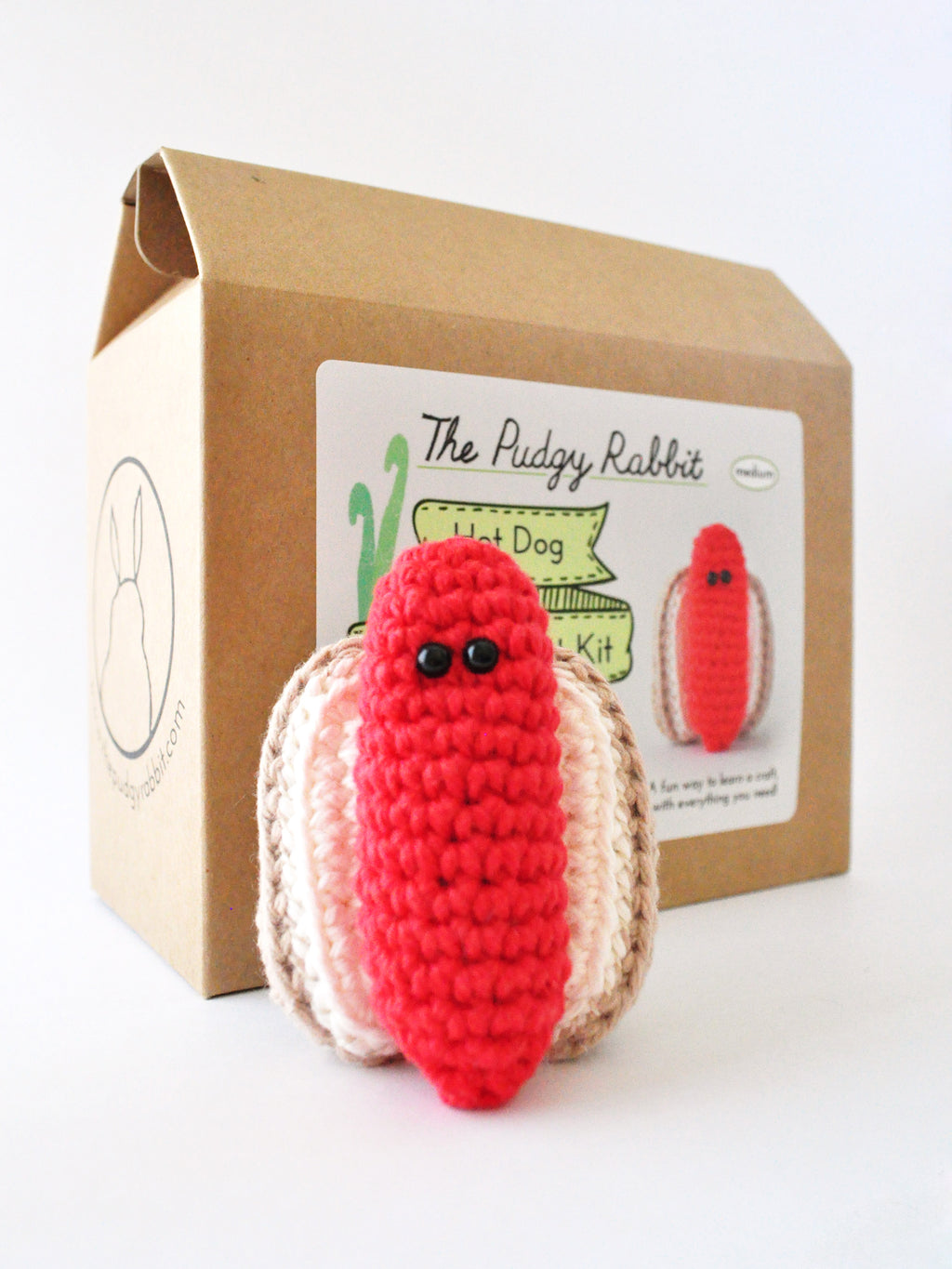 Hot dog crochet kit with all the supplies included