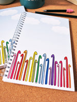 rainbow crochet hook notebook